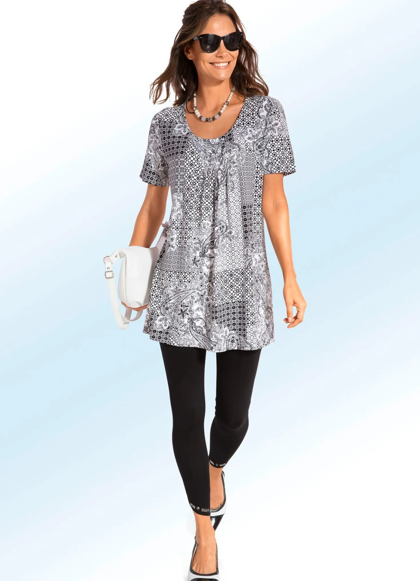 Longshirt mit Faltenlegung in 3 Farben