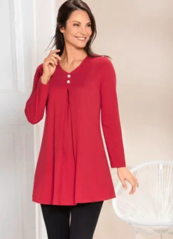 Longshirt mit Kellerfalte im Vorderteil in 2 Farben