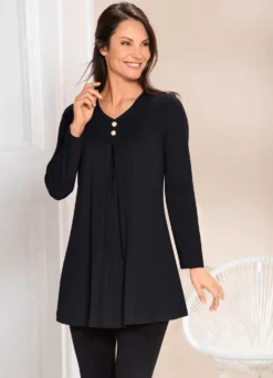 Longshirt mit Kellerfalte im Vorderteil in 2 Farben