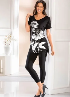 Longshirt mit Kontrastdruck