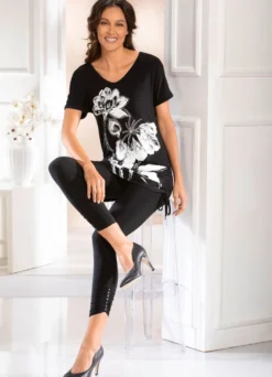Longshirt mit Kontrastdruck