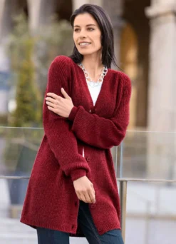 Long-Strickjacke in Perlfang