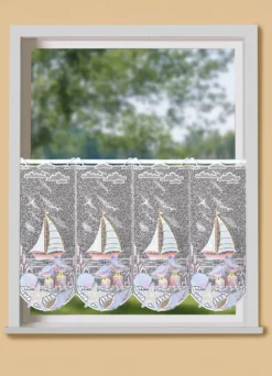 Maritimer Kurzstore mit Plauener Stickerei