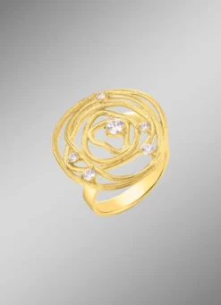 Mattierter Damenring mit Zirkonia