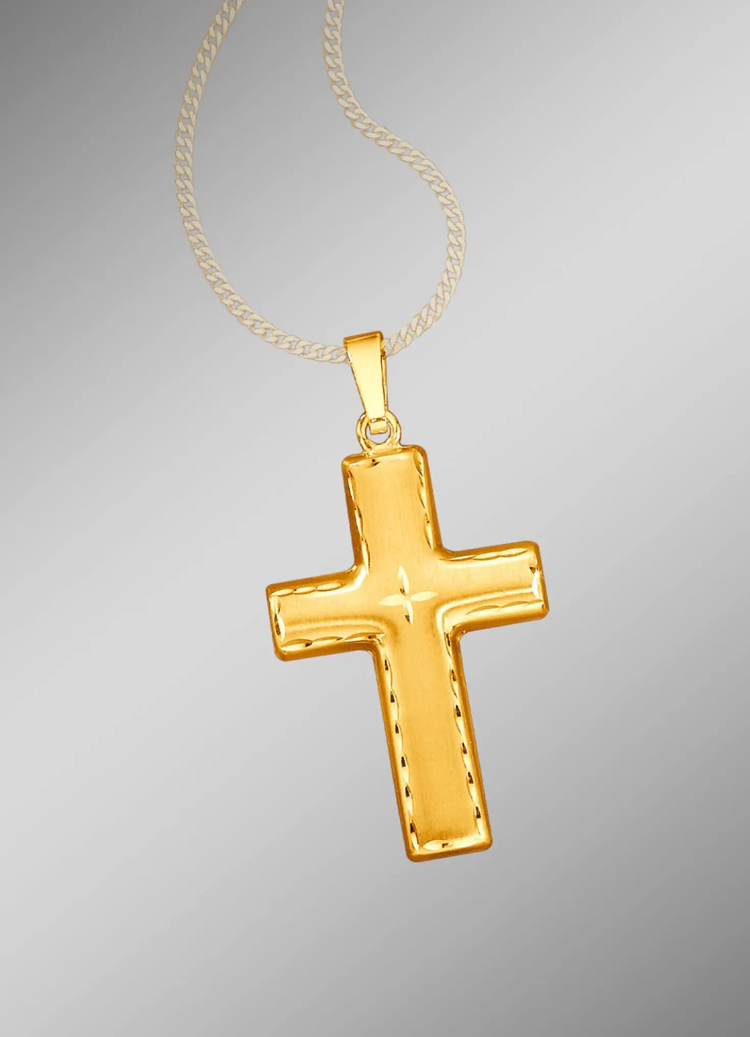 Mattierter und diamantierter Kreuz-Anhänger