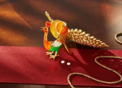 Mini-Schmuck- und Pillendose „Pfau“