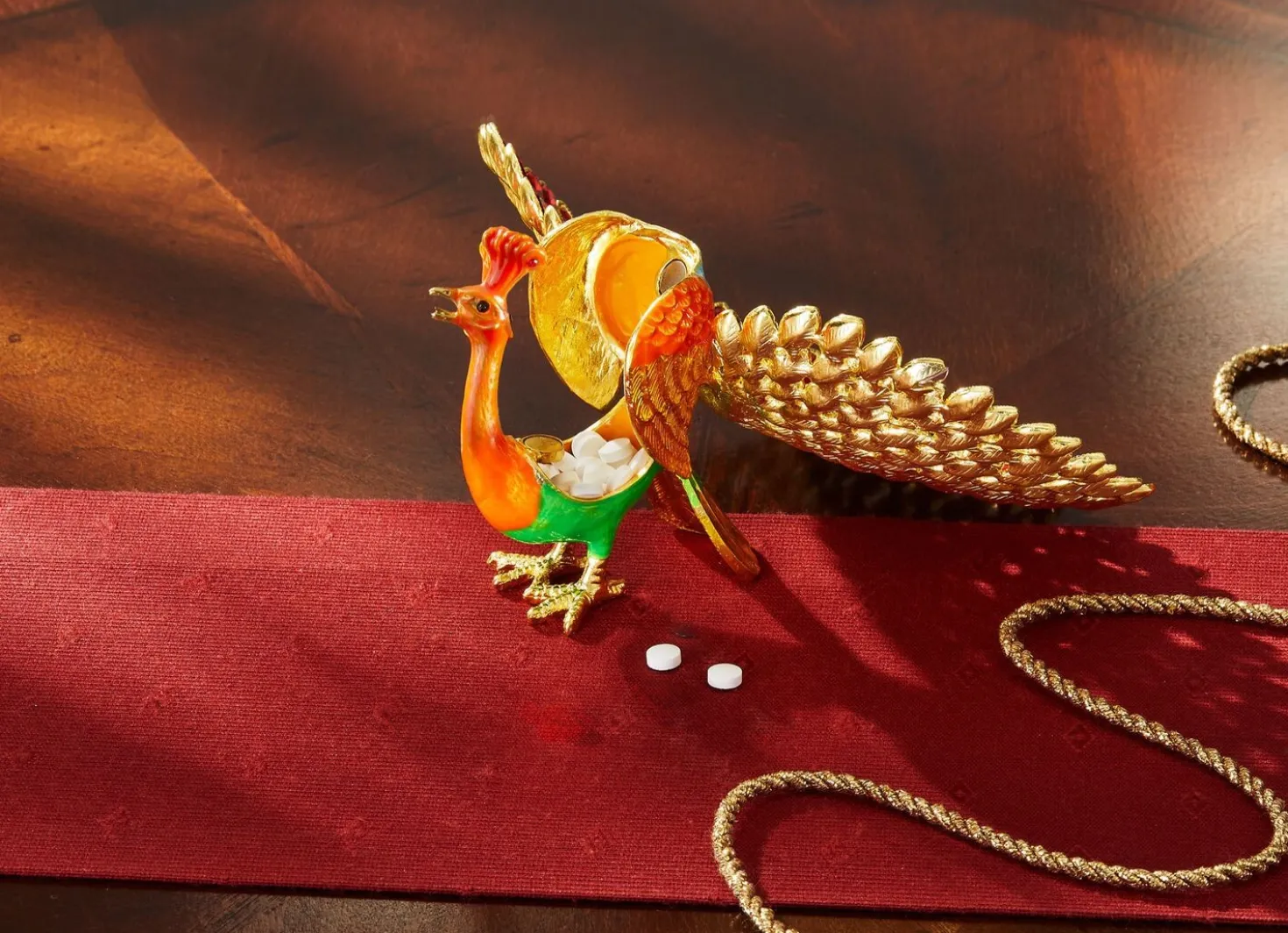 Mini-Schmuck- und Pillendose „Pfau“
