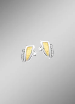 Moderne Ohrstecker in Bicolor mit Zirkonia