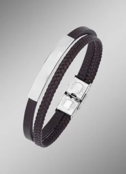 Modernes Leder-Armband mit Edelstahl