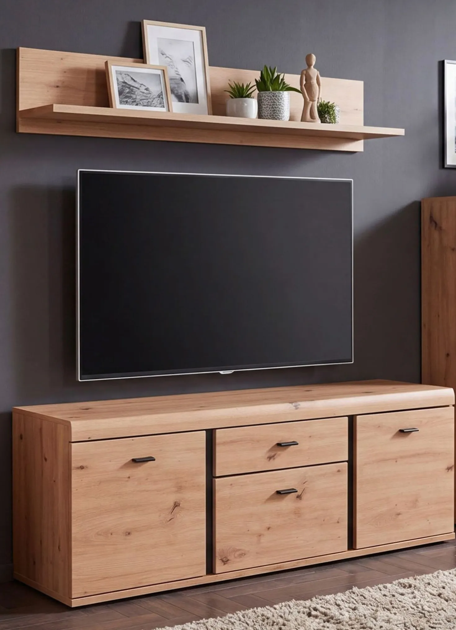 Modernes Lowboard mit Wandboard