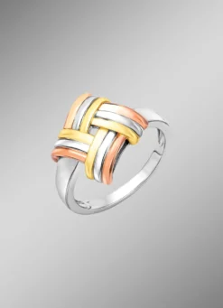 Modischer Knoten-Damenring in Tricolor