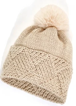 Mütze, Damen, mit Kunstfell-Bommel