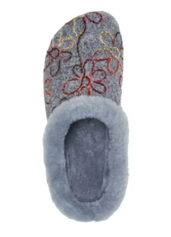 Mubb Wollfilz-Pantoffel mit bunter Blüten-Stickerei