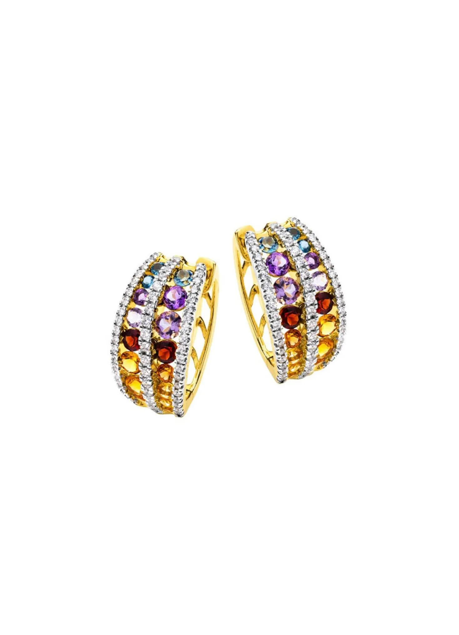 Multicolor Klappcreolen mit Edelsteine und Brillanten