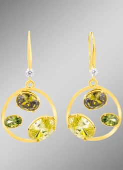Ohrhaken mit echt Peridot und synth. Zirkonia
