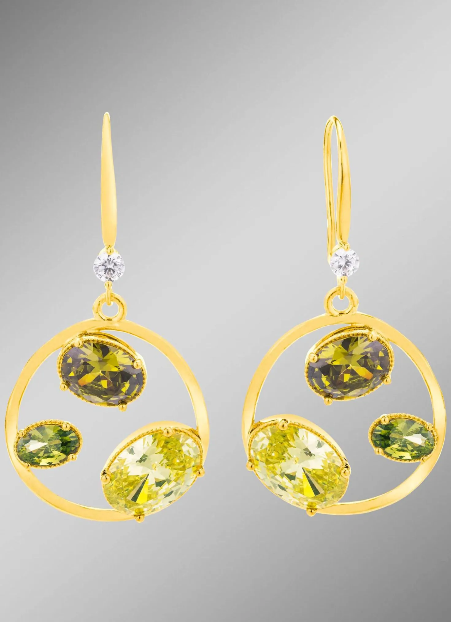Ohrhaken mit echt Peridot und synth. Zirkonia
