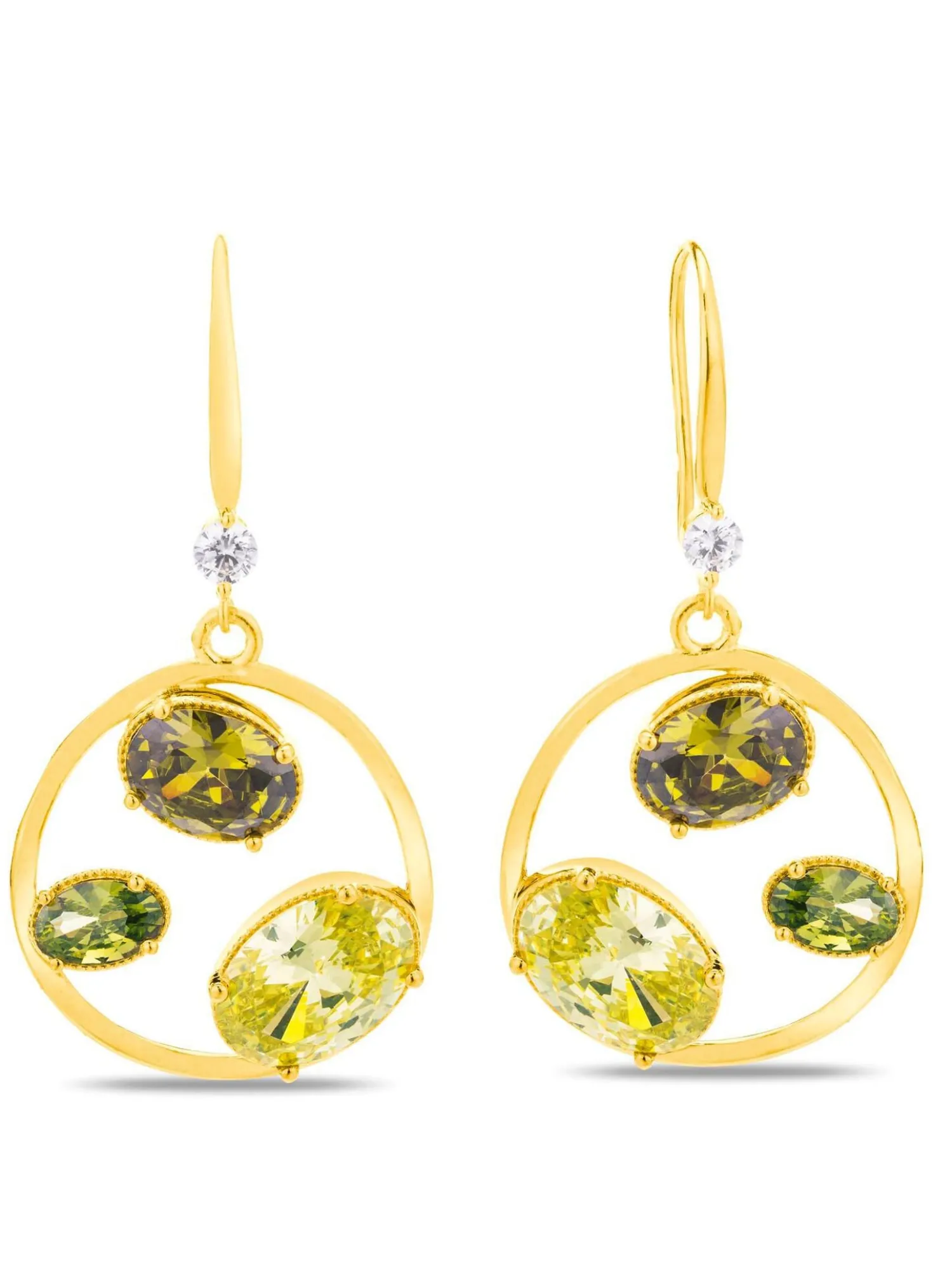Ohrhaken mit echt Peridot und synth. Zirkonia