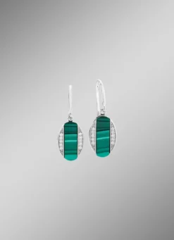 Ohrhaken mit Zirkonia und Malachit-
