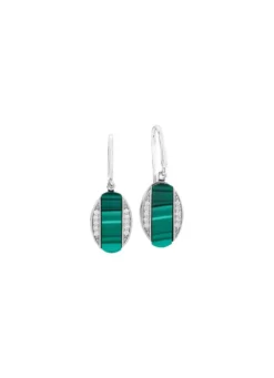 Ohrhaken mit Zirkonia und Malachit-