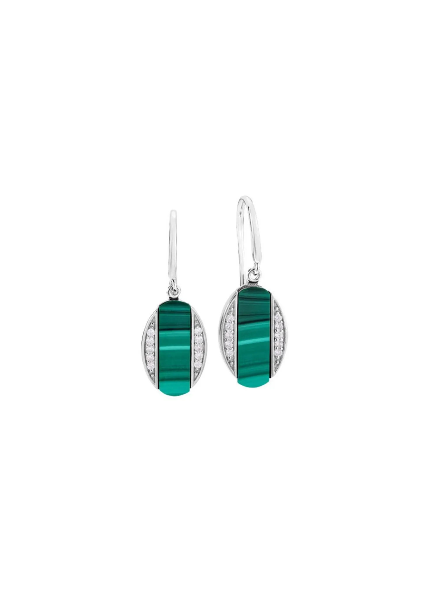 Ohrhaken mit Zirkonia und Malachit-