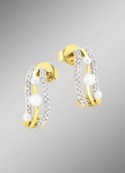 Ohrstecker mit Diamanten und Süßwasser-Zuchtperlen