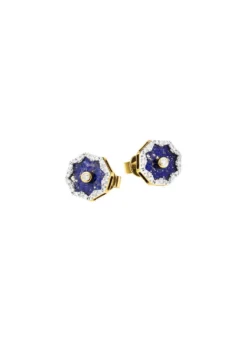 Ohrstecker mit echt Lapislazuli, Brillanten und Diamanten