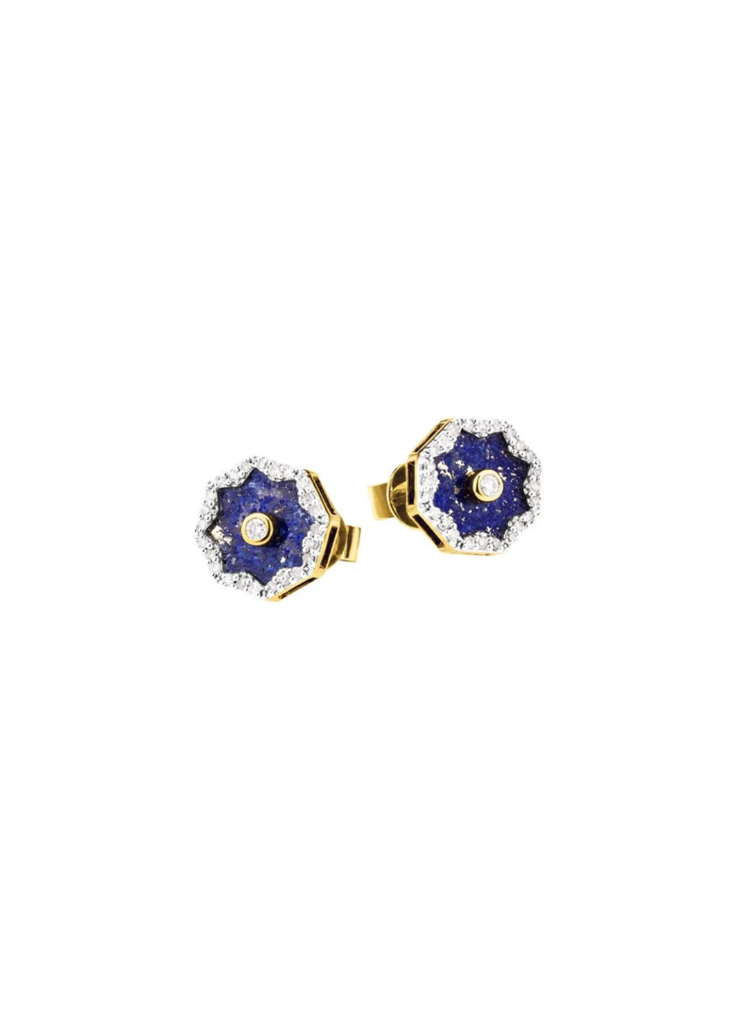 Ohrstecker mit echt Lapislazuli, Brillanten und Diamanten