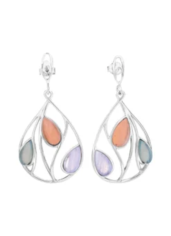 Ohrstecker mit echt Rosenquarz, Aqua-Achat und Streifenachat