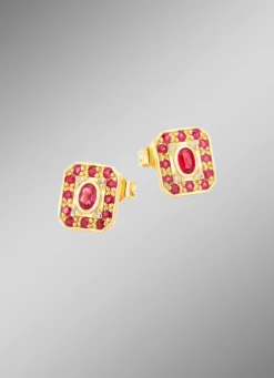 Ohrstecker mit echt Rubin und 8 Brillanten