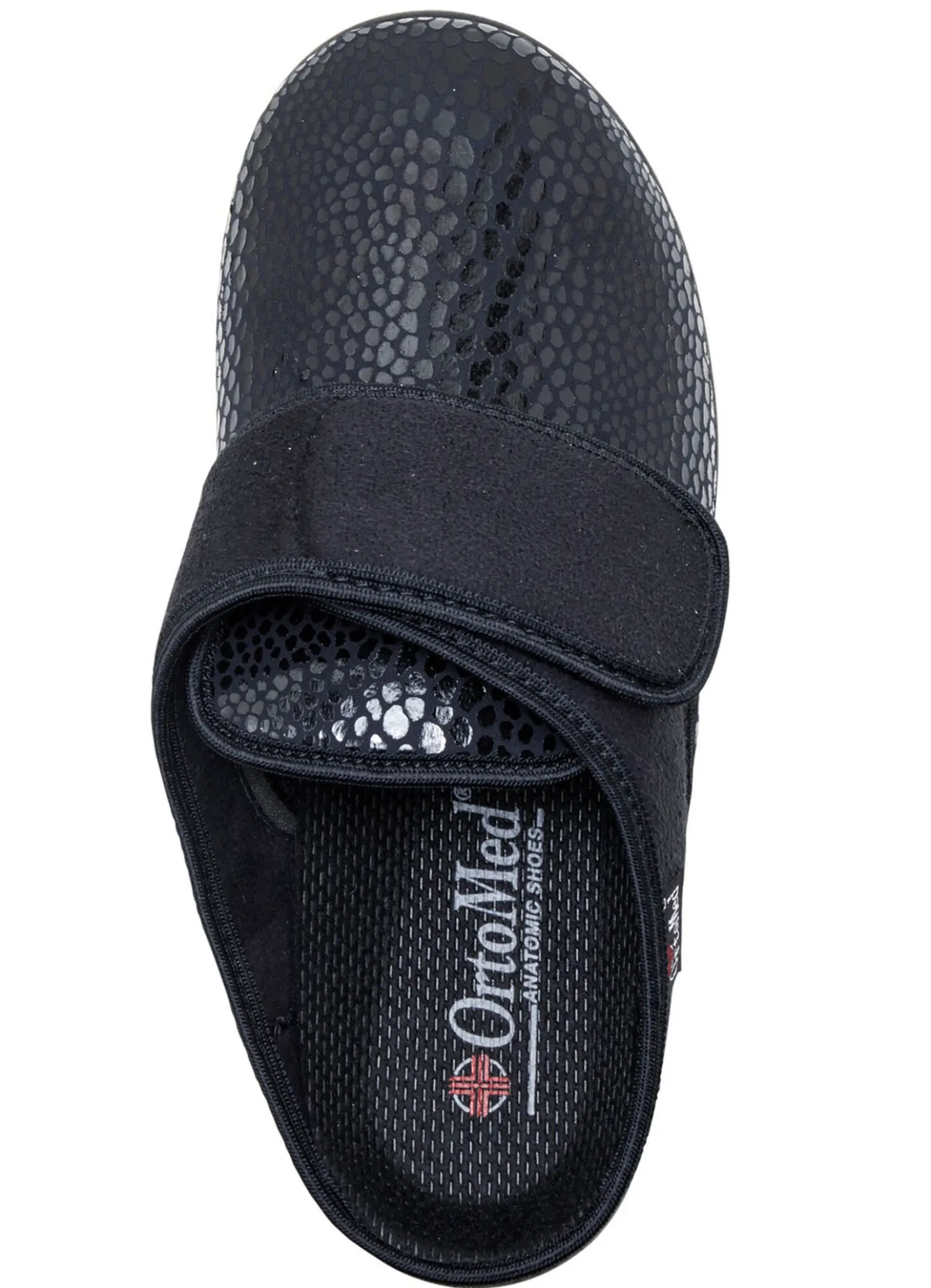 Pantoffel aus Elastik und Veloursmaterial