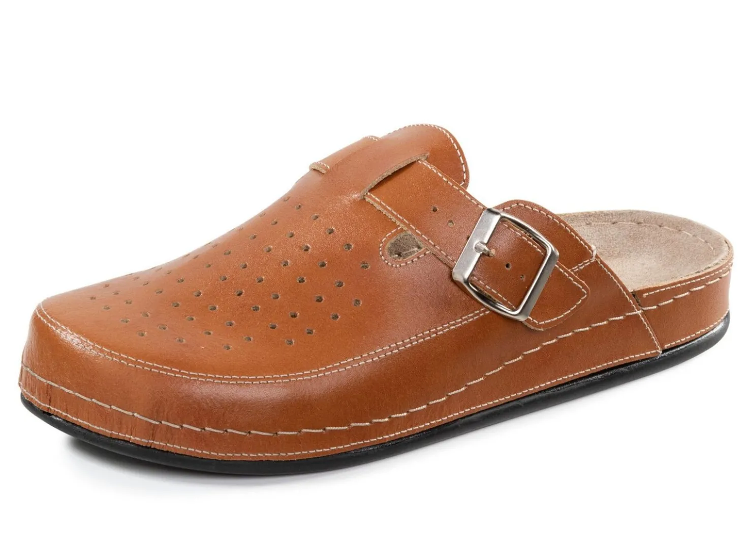 Pantolette aus Nappaleder mit luftiger Perforation
