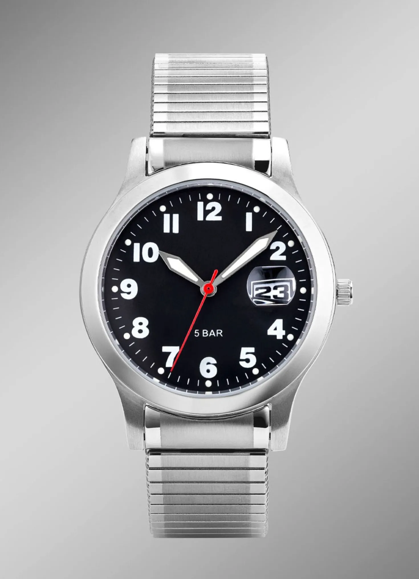 Para-Quartz-Herrenuhr mit Edelstahlzugband