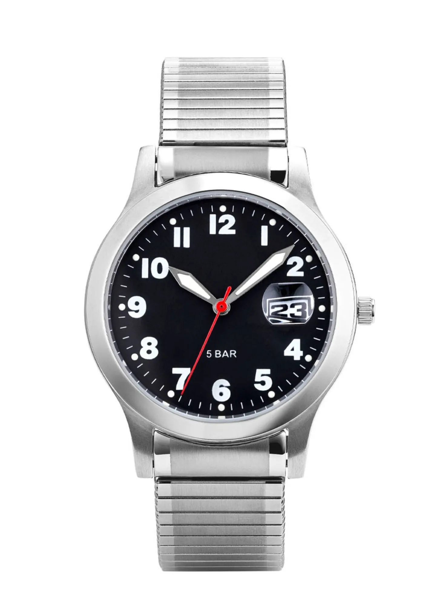 Para-Quartz-Herrenuhr mit Edelstahlzugband