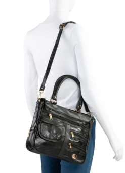 Patchwork-Tasche mit abnehmbarem Umhängeriemen
