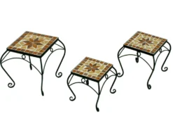 Pflanzenpodeste "Mosaik", eckig, 3er-Set, aus robustem Stahl