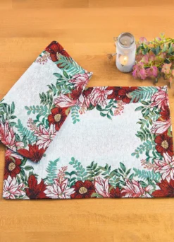 Platzset mit Blüten-Motiv, 2-teilig