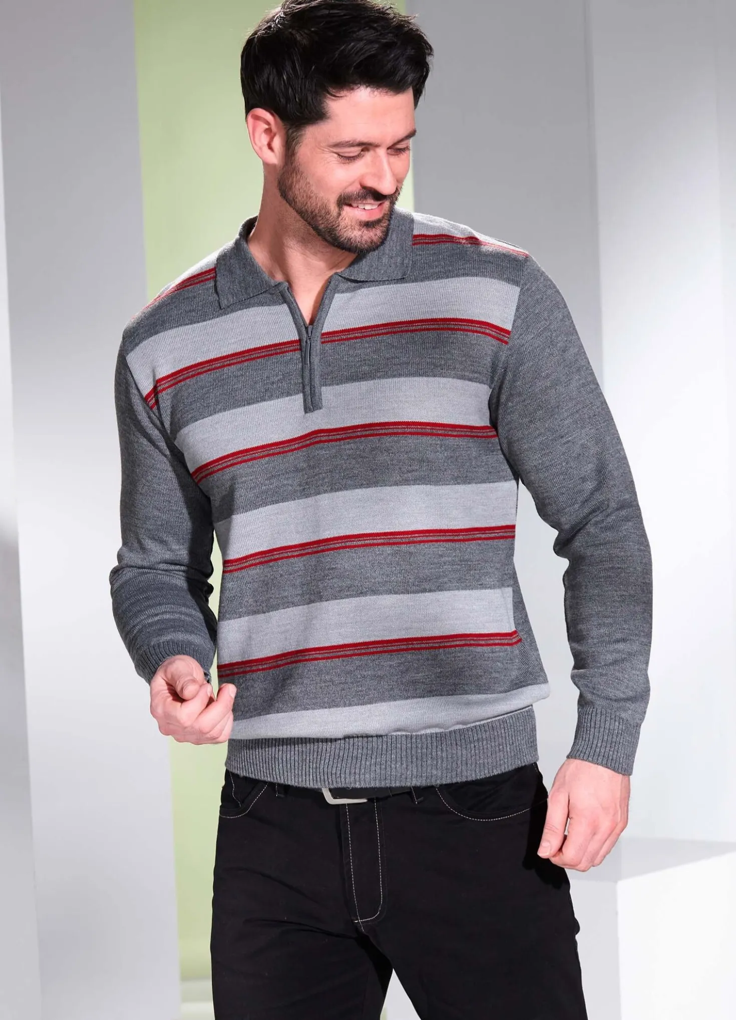 Polopullover mit kurzem Reißverschluss