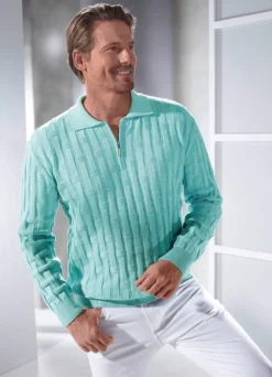 Polopullover mit kurzem Reißverschluss