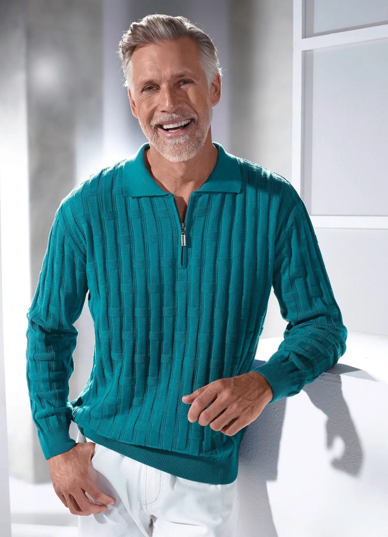 Polopullover mit kurzem Reißverschluss