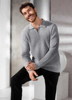 Polopullover mit kurzem Reißverschluss
