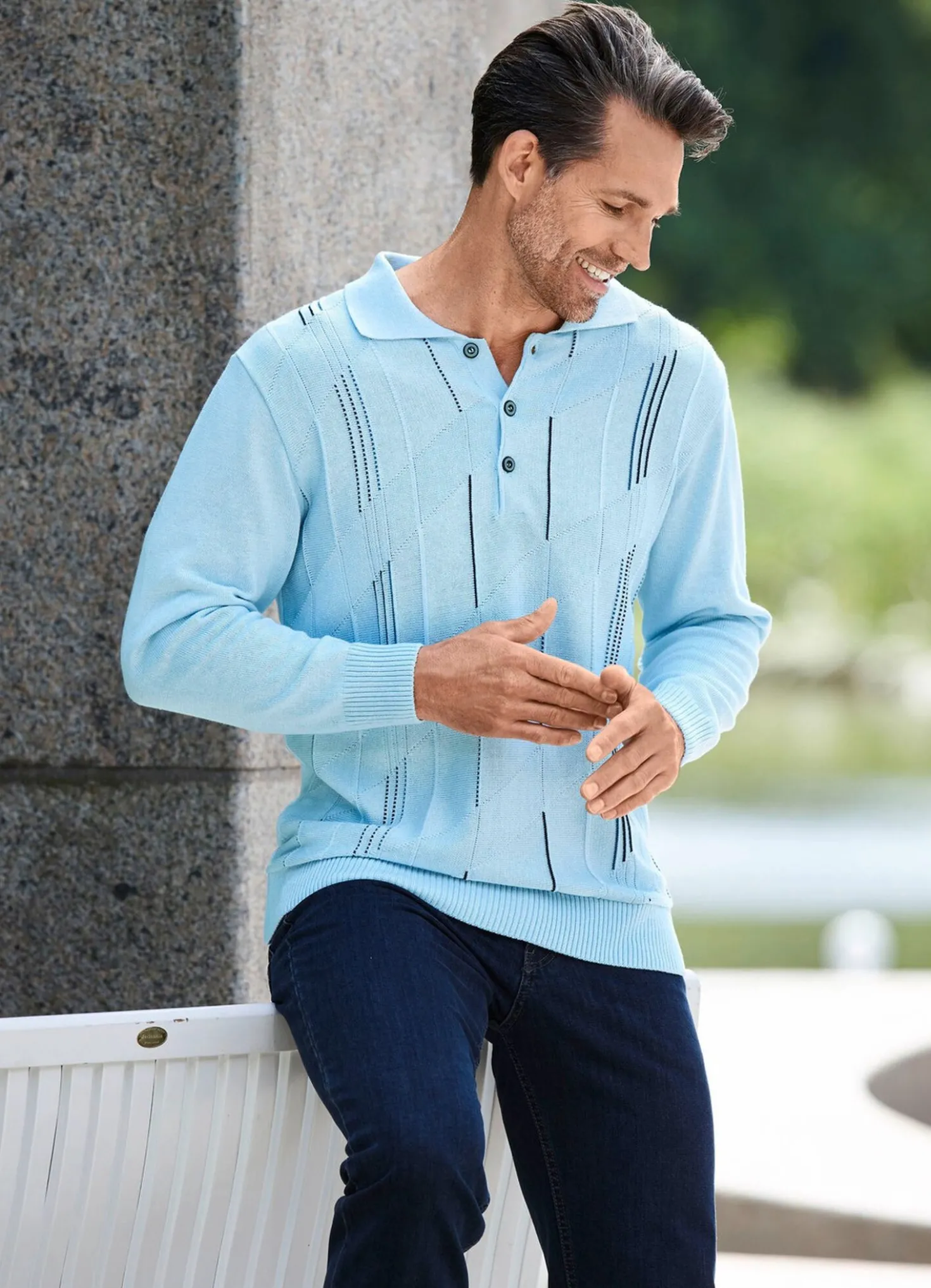 Polopullover mit kurzer Knopfleiste