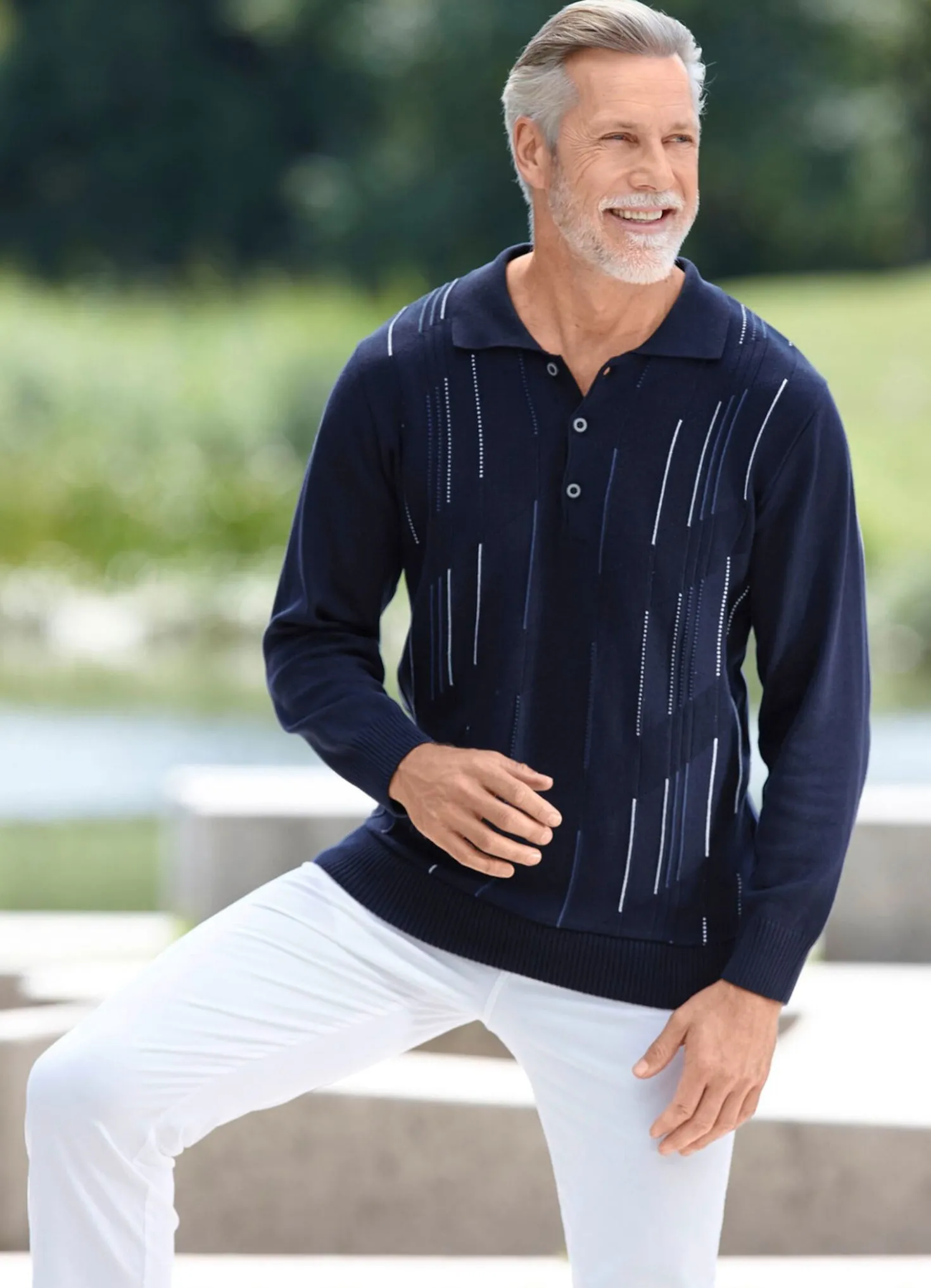 Polopullover mit kurzer Knopfleiste
