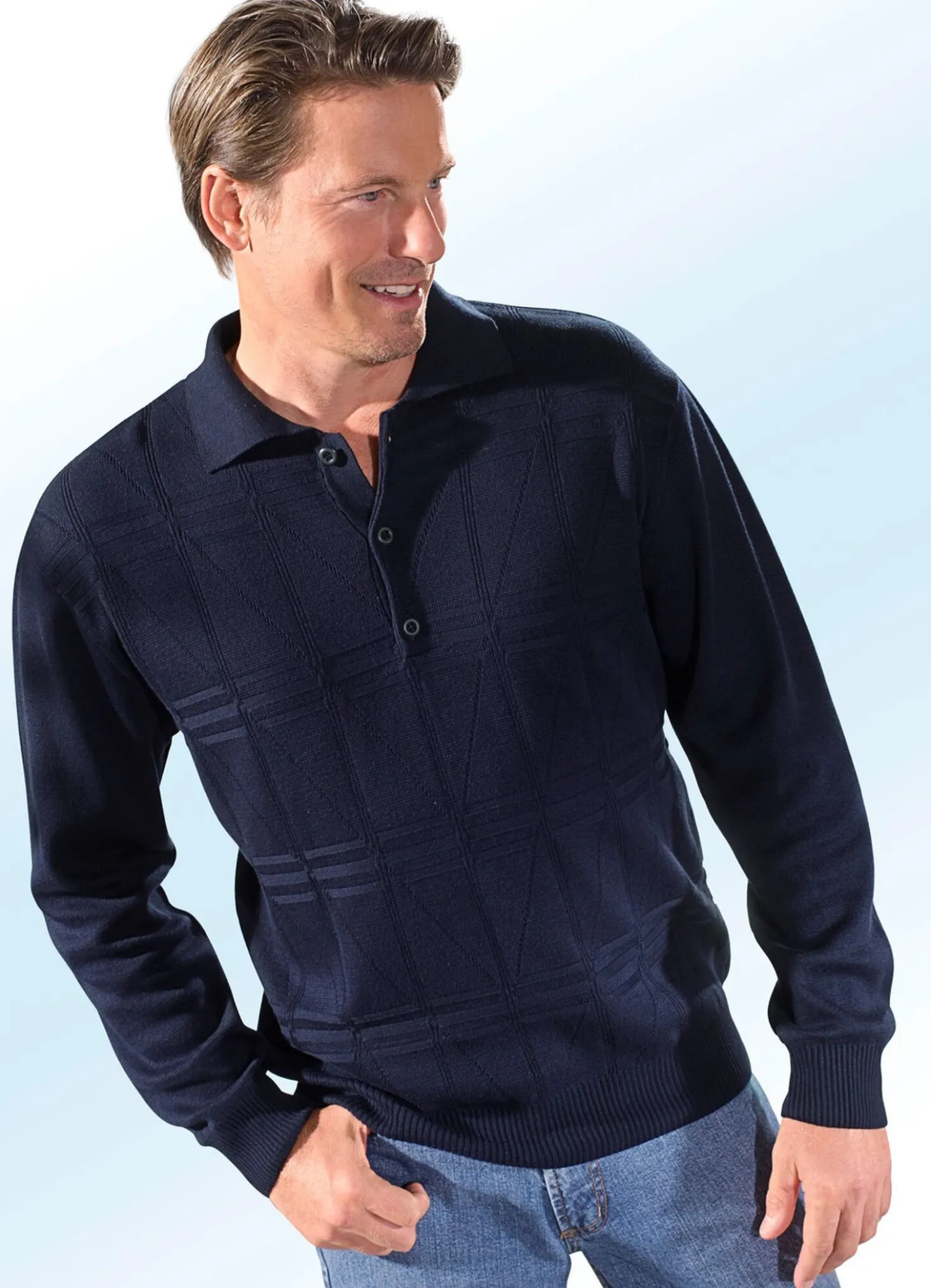Polopullover mit kurzer Knopfleiste