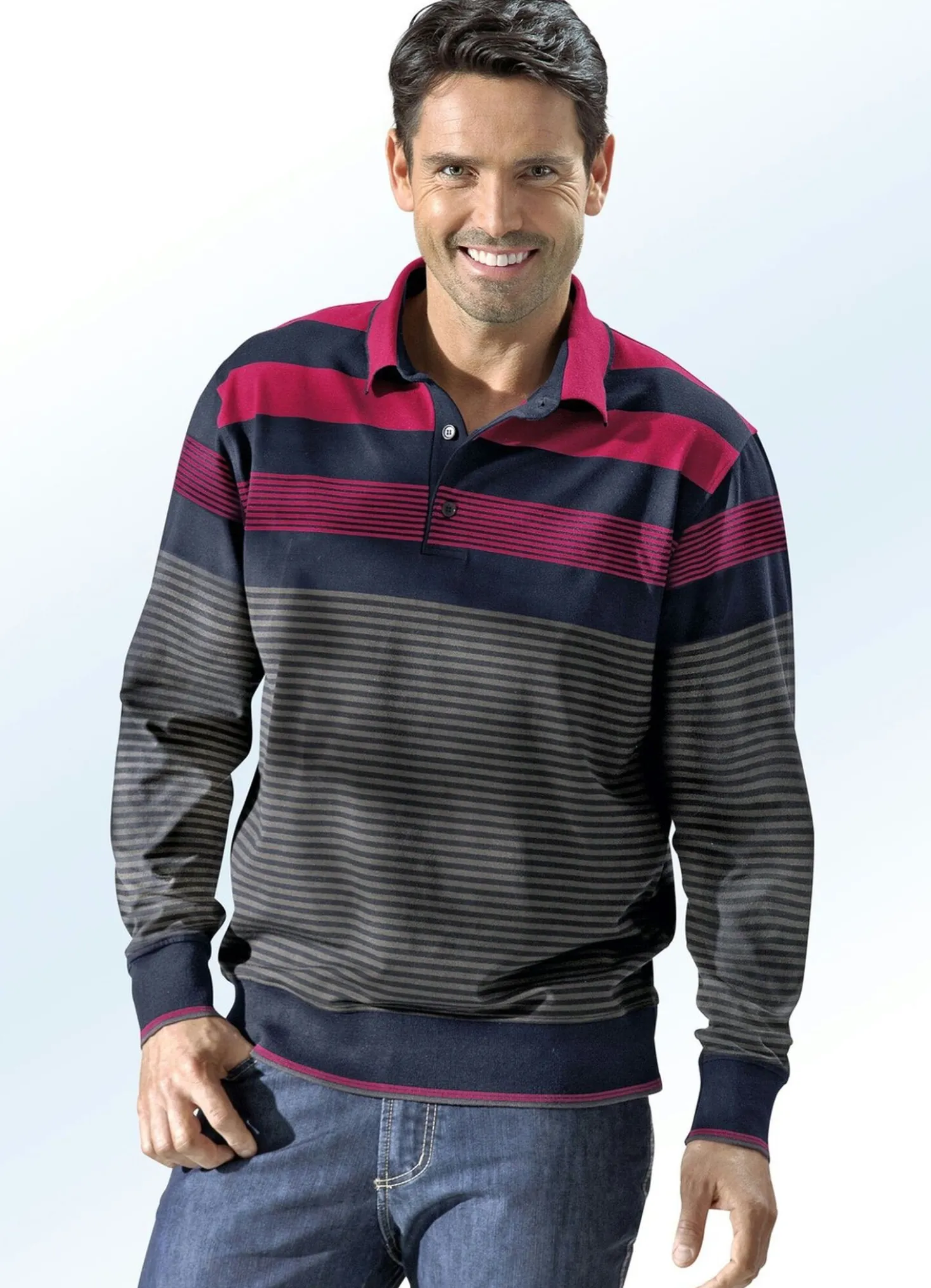 Poloshirt mit Kontrast-Streifen