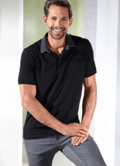 Poloshirt mit Kragen in Denim-Optik