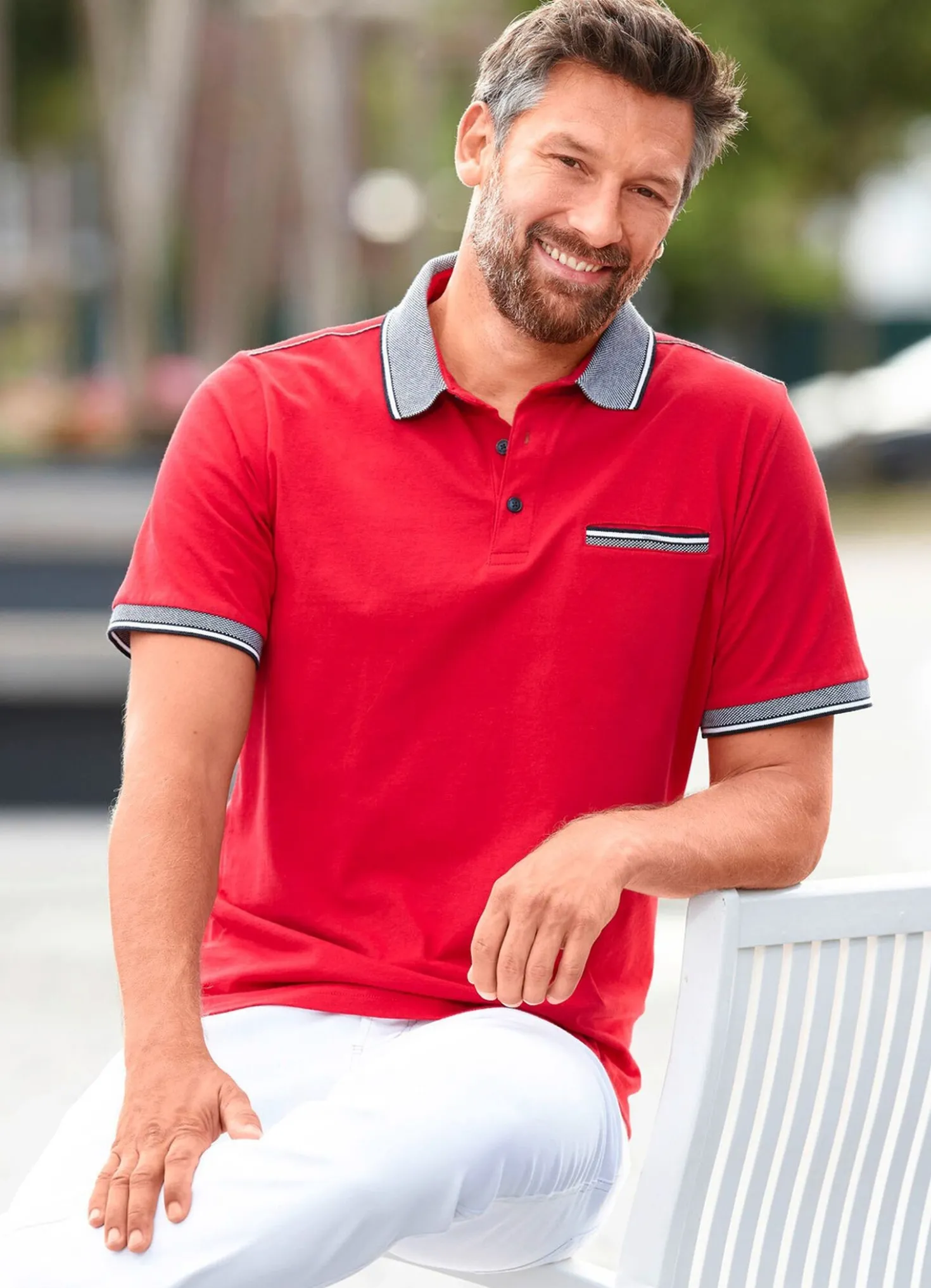Poloshirt mit Zierpaspeln