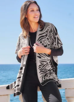 Poncho mit edlem Jacquard-Dessin