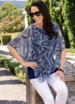 Poncho-Tunika mit eingearbeitetem Top