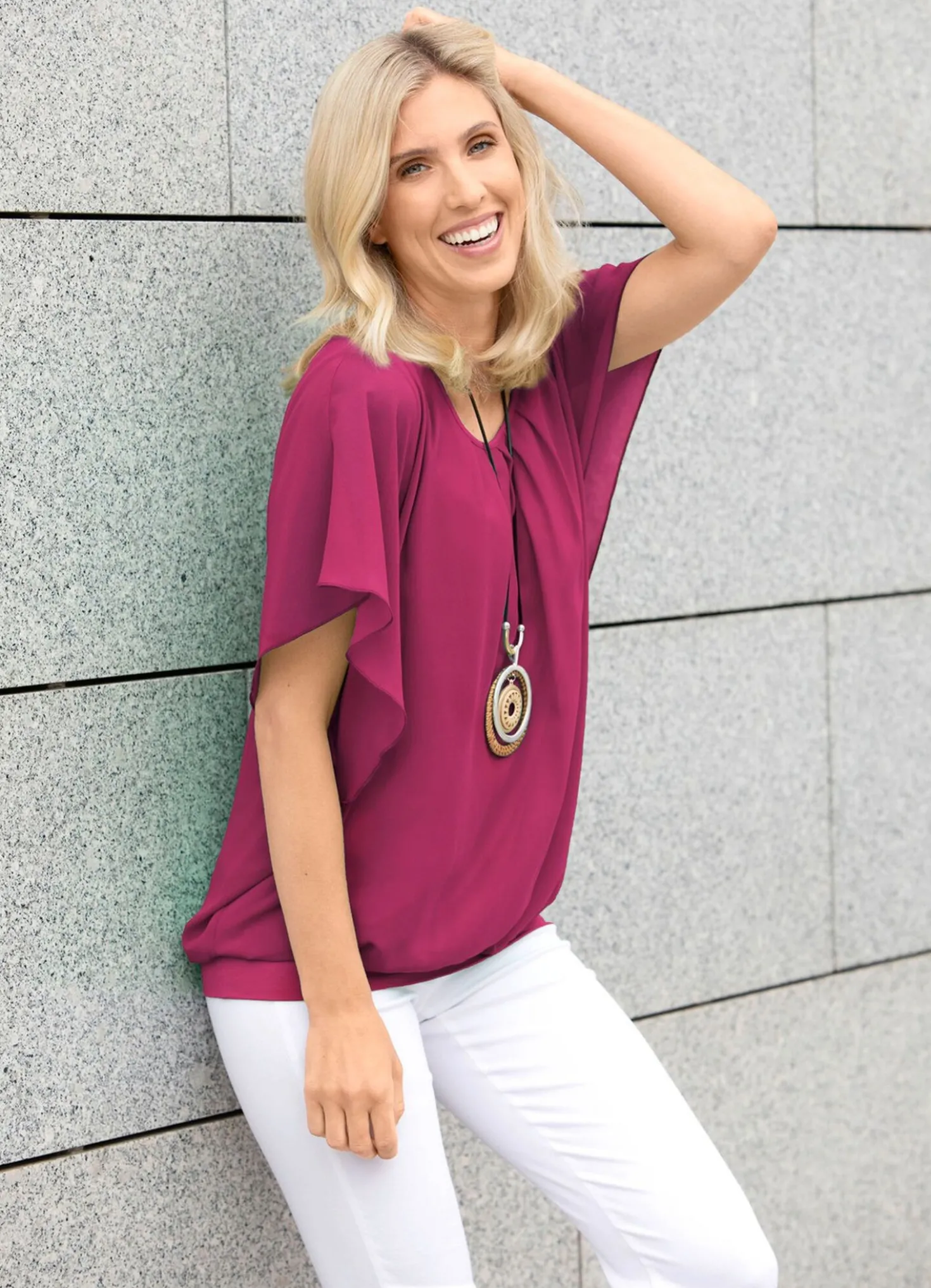 Poncho-Tunika mit eingearbeitetem Top