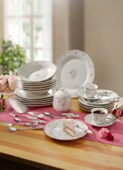 Porzellan- und Besteck-Serie Nonna Rosa